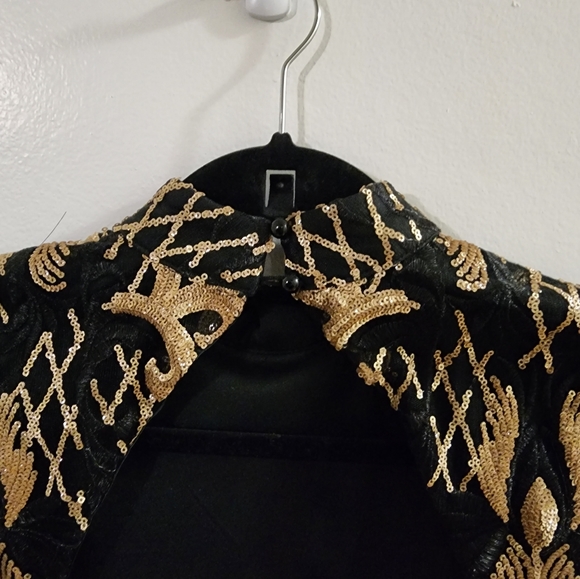Banjul Black & Gold Mini Squence Dress Sz M - Picture 11 of 12